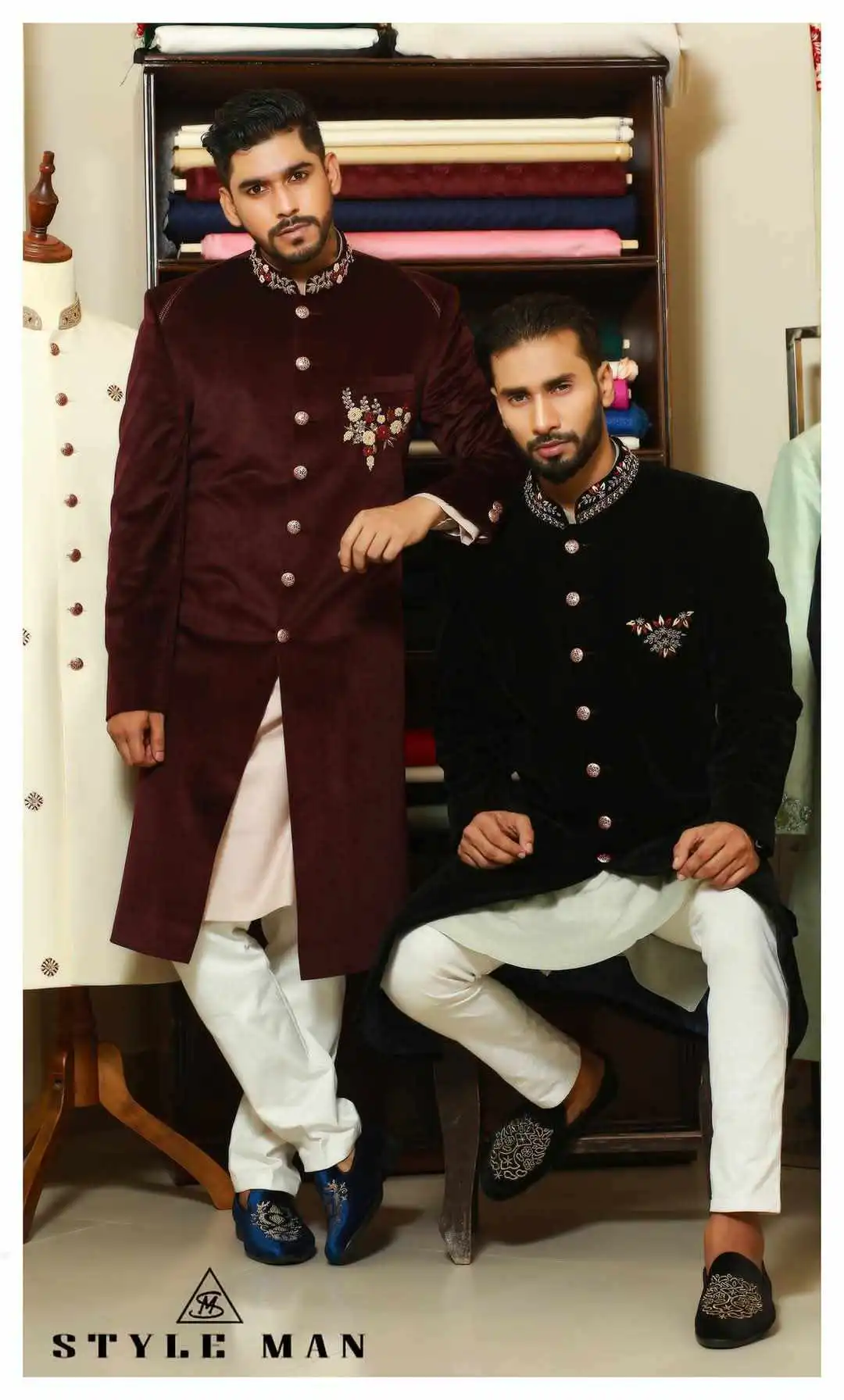 Zardosi work velvet sherwani